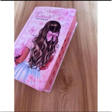 Imagem de Biblia sagrada capa garota cristã  arc letras hipergigante com harpa e