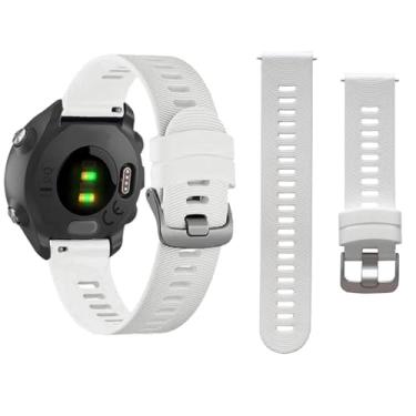 Imagem de Pulseira de relógio de 20 mm para Garmin Forerunner 55/Forerunner 245/Vivoactive 5/Vivoactive 3, pulseira de silicone macio de substituição para relógio inteligente Garmin (branca)