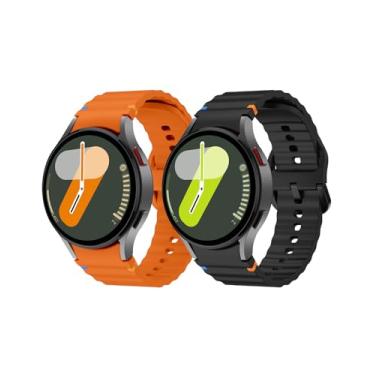 Imagem de Pulseira esportiva de silicone compatível com Samsung Galaxy Watch 7 de 40 mm e 44 mm, pulseira esportiva sem lacunas com linha tecida decorativa para Samsung Watch 7 de 44 mm, masculino e feminino