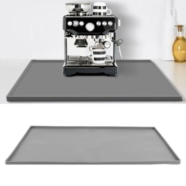 Imagem de Tapete Robusto, Macio e Fácil de Limpar para Cafeteira, Tapete de Bancada de Silicone Antiderrapante Com Absorção de Choque para Home Office Hotel Cinza, Tapete Espaçoso
