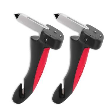 Imagem de Maçaneta de porta de carro para idosos - Pacote com 2 alças de saída fácil para carro, alça de suporte de veículo portátil com cortador de cinto de segurança de emergência e disjuntor de janela,