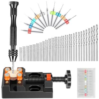 Imagem de Conjunto de brocas manuais, 60 peças, ferramentas rotativas de precisão com mini brocas giratórias para madeira, joias, plástico, projetos de artesanato e construção de modelos, perfuração DIY etc