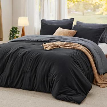 Imagem de Conjunto de Edredom Bedsure King Size Reversível - 3 Peças - Preto