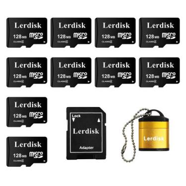 Imagem de Kit com 10 Cartões Micro SD Lerdisk 128MB (0,12GB) para MP3 e Telefone