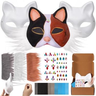 Imagem de Máscaras Therian OPPKIE - 3 Unidades de Gato e Raposa para Halloween