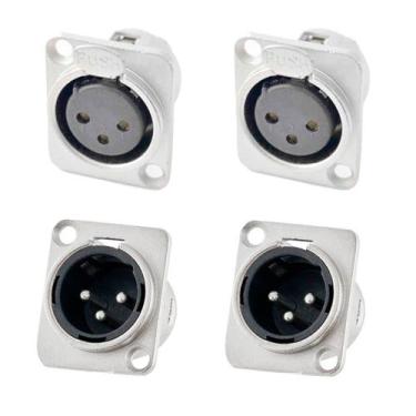 Imagem de Kit 4 conector macho e 8 femea santo angelo xlr painel sa2x