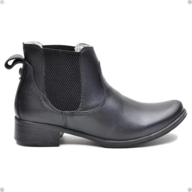 Imagem de Bota Coturno Classico Casual Feminino de Couro Modelo Chelsea Cla-Cle (Preto, BR, Adulto, Numérico, 37)