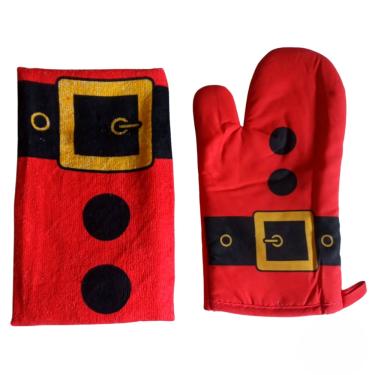 Imagem de Kit Jogo De Natal Para Cozinha Luva Mais Toalha 2 Peças saldão.