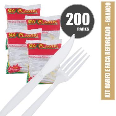 Imagem de Garfo E Faca Descartavel Reforçado P/ Delivery Kit 200 pares - MAXPLAS