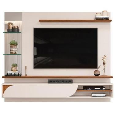 Imagem de Painel Suspenso Tv 60 Pol 180 cm Ravi Off White Freijó DJ Moveis - Dj 