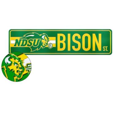 Imagem de Rico Industries NCAA North Dakota State Bison Placa de rua acrílica padrão corte a laser 8,9 cm x 36,2 cm decoração de casa - quarto - escritório - caverna masculina