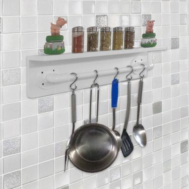 Imagem de Prateleira Para Temperos E Suporte Utensílios E Panelas Cozinha Estilo Industrial Branco Laca