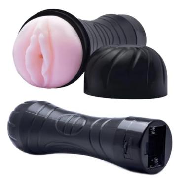 Imagem de Masturbador Masculino Vagina Realista em Cyberskin com Vibrador – Formato de Lanterna, Portátil, Texturizado, 25 cm