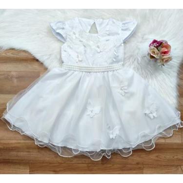 Imagem de Vestido de festa infantil branco borboleta - Xuxuzinhos Baby, Branco, 