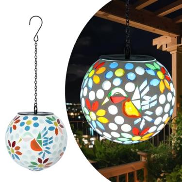 Imagem de Wonder Solar Lanternas Solares Suspensas Ao Ar Livre, Mosaico, Beija-Flor, À Prova D'Água, Decorativas, Jardim, Pátio, Quintal, Festa, Decoração, Multi