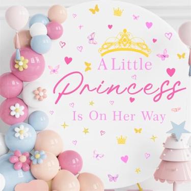 Imagem de Decalque de festa de chá de bebê, A Little Princess is On The Way, decalque de fundo para meninas, decoração de festa de revelação de gênero, decoração de arco de balão, placa de boas-vindas para