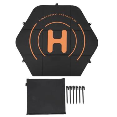 Imagem de Drone Landing Pad Double Sided Couro À Prova D' Água Silicone Hexagon Fast Fold Protector Mat com Unhas Terrestres para Mavic 3 Pro Phantom Autel EVO Mini Series Preto 80cm