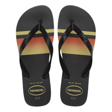 Imagem de Havaianas Chinelo Masculino Top Basic, com Estampa Listrada, Tira Top, Sola Texturizada (Preto, BR, Adulto, Faixa Numérico, M, 39, 40)