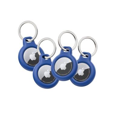 Imagem de Belkin Capa AirTag com chaveiro, capa protetora de suporte seguro para Air Tag com acessório de resistência a arranhões (pacote com 4) - azul