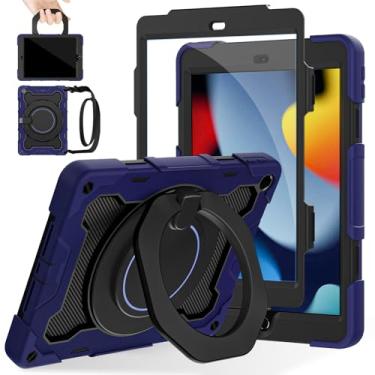 Imagem de ROISKIN Capa para iPad 2021 10,2" da 9ª Geração / 8ª Geração / 7ª Geração com Suporte Giratório 360 Alça de Ombro Suporte de Lapidação, Capa Resistente a Impacto de 3 Camadas para Tablet iPad 10.2