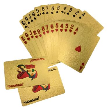 Imagem de Baralho Dourado Ouro Folheado A Prova D`água 54 Cartas