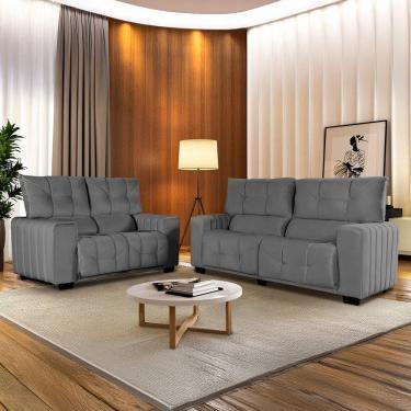 Imagem de Conjunto com 2 Sofás Estofado Le Mans Grafite