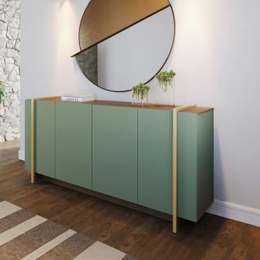 Imagem de Buffet Aparador com 4 Portas 160x79cm Copacabana Hortelã Amêndoa