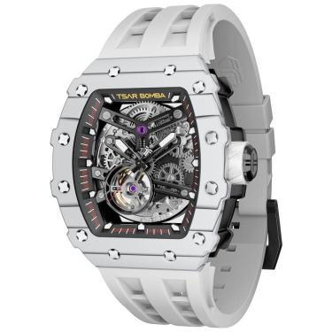 Imagem de Relógio Masculino Automático Mecânico a Prova dÁgua 50M, TSAR BOMBA, Branco