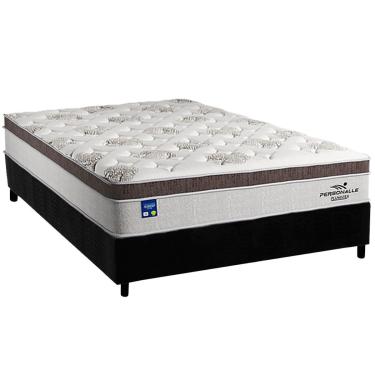 Imagem de Conjunto Box Casal: Colchão Molas Plumatex Ensacadas Personalle + Base CRC Suede Black (138x188)