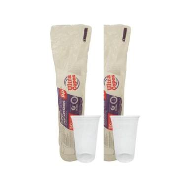 Imagem de 2 Pacotes de Copo de 440ml Liso Transparente PP Ultra Copos Replast co