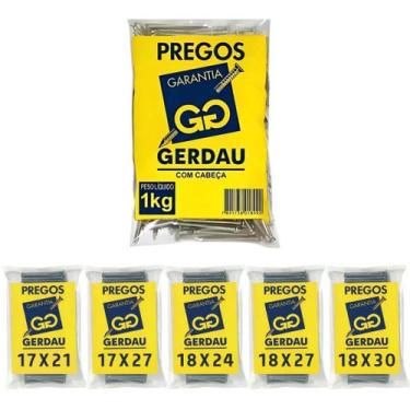 Imagem de Prego Gerdau Com Cabeça 1Kg 17x21-17x27-18x24-18x27-18x30, 17X21