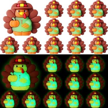 Imagem de Domensi 30 peças que brilham no escuro, mini figuras de peru de ação de graças, minúsculas estatuetas de peru para esconder e buscar, estátua luminosa de galinha, estatuetas de outono para decoração