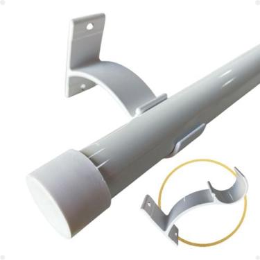 Imagem de Kit 6 Suporte Perfil Parede Varão Comum Ilhós 19mm Cortina Argola Inst