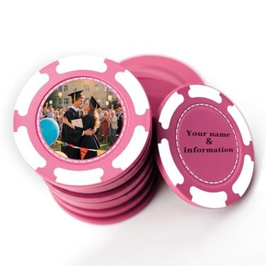 Imagem de 100 fichas de pôquer personalizadas, 9 cores de plástico em branco, fichas de pôquer personalizadas com logotipo, imagem, texto, impressão colorida dupla face, tokens personalizados para bar, noite de