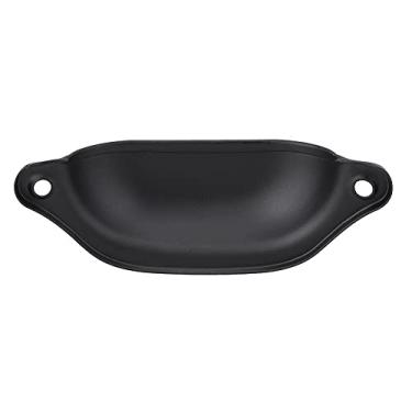 Imagem de ZJchao Antiga Puxar a Alça da Caixa da Casca, Alça da Gaveta da Gaveta Material de Ferro, Estilo Chinês Semi-circular para Estante de Peito de Medicamento Com Parafusos Incluídos (Preto)