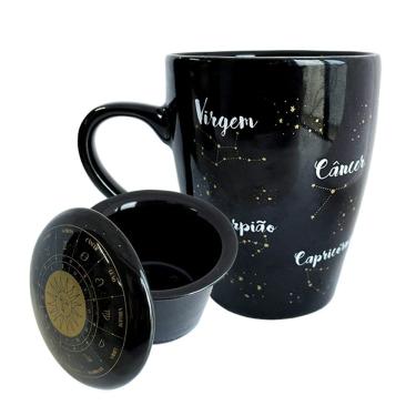 Imagem de Caneca De Cha Infusor Preta 350ml Zodiaco Signo Simas