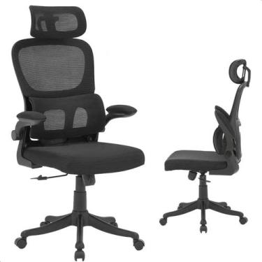 Imagem de Cadeira De Escritório Elleva Ergonômica C/ Estofado De Mesh, Preto