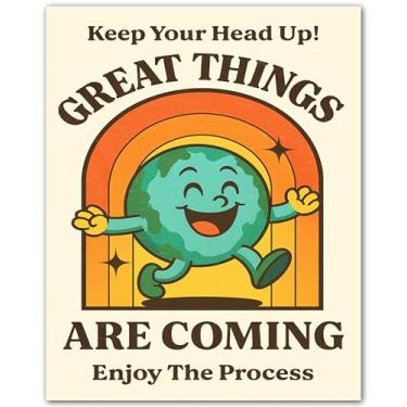 Imagem de ZUKIY Great Things Are Coming - Pôster motivacional para arte de parede de dormitório universitário 20 x 25 sem moldura - Impressão de citação positiva para quarto de adolescente, escritório, escola