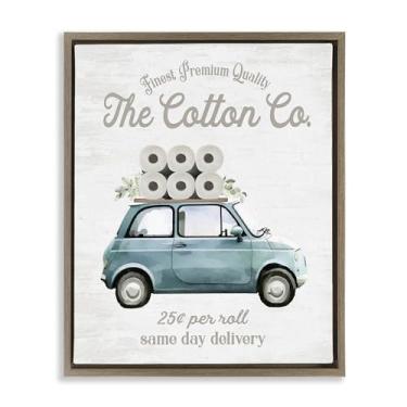 Imagem de Stupell Industries Papel higiênico de algodão entrega marrom moldura floater tela arte design de parede por Lettered and Fored, 53 x 43 cm