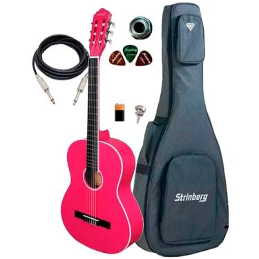 Imagem de Violão Elétrico Giannini Canhoto N14 + Capa Reforçada (PINK SATIN)