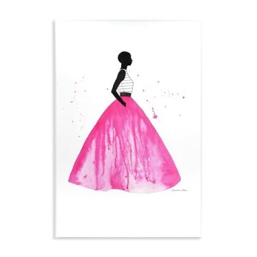 Imagem de Stupell Industries Design de arte de parede com saia de baile rosa por Simone Elum, 48 x 33