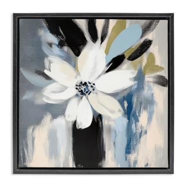 Imagem de Stupell Industries Vaso de flor branco atemporal preto emoldurado com tela flutuante design de arte de parede por Mona Grace, 63 x 63 cm