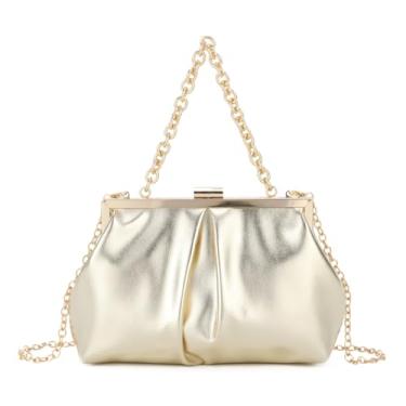 Imagem de LUI SUI Bolsa feminina franzida para noite, bolsa clutch plissada para festa formal de casamento, Dourado, One Size
