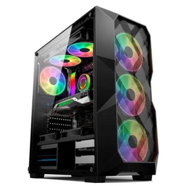 Imagem de Gabinete Gamer Hayom GB1710, ATX, USB 3.0, 3x Fans RGB, Lateral em Vid