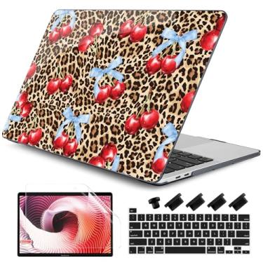 Imagem de DONGKE Capa compatível com MacBook Pro de 13 polegadas 2024 2023-2020 versão A2338 M2/M1 A2251 A2289 com tela retina e Touch ID, capa rígida de plástico, capa de teclado e película de tela - cereja e