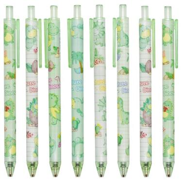 Imagem de Maydahui 12 peças de caneta de gel de dinossauro retrátil bonito Kawaii canetas de animal tinta preta para meninos escritório material escolar