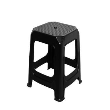 Imagem de Banqueta Porto de Plástico Preto com Detalhes no Assento - Xplast