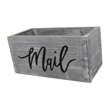 Imagem de Generic Organizador de correspondência de madeira, porta-cartas, organizador de mesa, caixa de correio para material de escritório, presente de inauguração de, Cinza