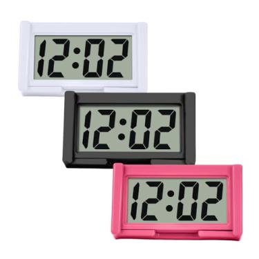 Imagem de Relógio digital pequeno, relógio de viagem portátil, sala de aula, quarto, banheiro, vidro, carro, motocicleta, painel, minirelógio, operado por bateria, autoadesivo (3, branco, preto, vermelho)