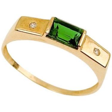 Imagem de Anel Formatura Masculino Com Zircônia Verde Em Ouro 18K